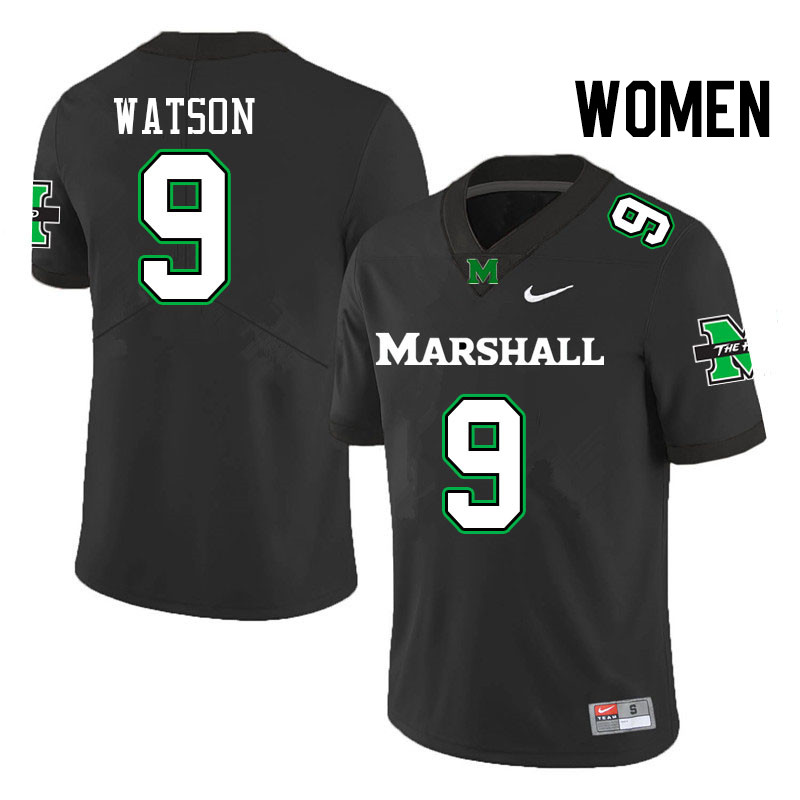 Women #9 Landyn Watson Marshall Thundering Herd College Football Jerseys Stitched Sale-Black - Click Image to Close